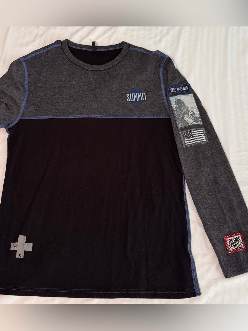 Alp N Rock Men’s Long Sleeve Colorblock Shirt in Black and Charcoal